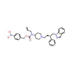 C=CCN(C(=O)OCc1ccc([N+](=O)[O-])cc1)C1CCN(CC[C@@H](Cn2ncc3ccccc32)c2ccccc2)CC1 ZINC000026839537