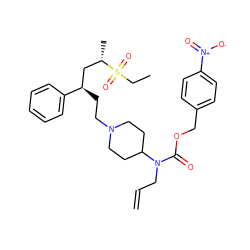 C=CCN(C(=O)OCc1ccc([N+](=O)[O-])cc1)C1CCN(CC[C@H](C[C@H](C)S(=O)(=O)CC)c2ccccc2)CC1 ZINC000027109649