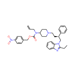 C=CCN(C(=O)OCc1ccc([N+](=O)[O-])cc1)C1CCN(CC[C@H](Cn2c(CC)nc3ccccc32)c2ccccc2)CC1 ZINC000026831124