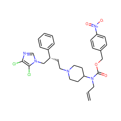 C=CCN(C(=O)OCc1ccc([N+](=O)[O-])cc1)C1CCN(CC[C@H](Cn2cnc(Cl)c2Cl)c2ccccc2)CC1 ZINC000026833166