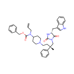 C=CCN(C(=O)OCc1ccccc1)C1CCN(CC[C@](C)(CN2C(=O)N[C@H](Cc3c[nH]c4ccccc34)C2=O)c2ccccc2)CC1 ZINC000026834501