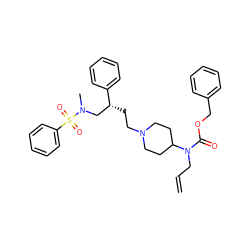 C=CCN(C(=O)OCc1ccccc1)C1CCN(CC[C@H](CN(C)S(=O)(=O)c2ccccc2)c2ccccc2)CC1 ZINC000026503442