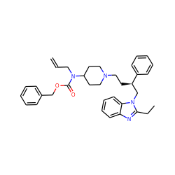 C=CCN(C(=O)OCc1ccccc1)C1CCN(CC[C@H](Cn2c(CC)nc3ccccc32)c2ccccc2)CC1 ZINC000026838352