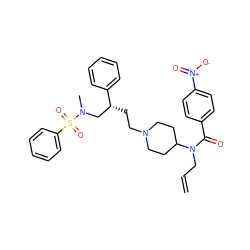 C=CCN(C(=O)c1ccc([N+](=O)[O-])cc1)C1CCN(CC[C@H](CN(C)S(=O)(=O)c2ccccc2)c2ccccc2)CC1 ZINC000103198936