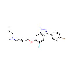 C=CCN(C)C/C=C/COc1cc2c(cc1F)c(-c1ccc(Br)cc1)nn2C ZINC000003581378