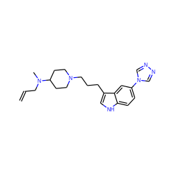 C=CCN(C)C1CCN(CCCc2c[nH]c3ccc(-n4cnnc4)cc23)CC1 ZINC000013802505