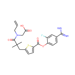 C=CCN(CC(=O)O)C(=O)C(C)(C)Cc1ccc(C(=O)Oc2ccc(C(=N)N)cc2F)s1 ZINC000210437107