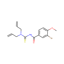 C=CCN(CC=C)C(=S)NC(=O)c1ccc(OC)c(Br)c1 ZINC000002136589