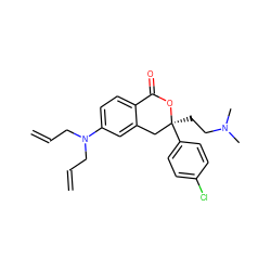 C=CCN(CC=C)c1ccc2c(c1)C[C@](CCN(C)C)(c1ccc(Cl)cc1)OC2=O ZINC000053243598