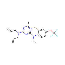 C=CCN(CC=C)c1nc(C)nc(N(CC)c2ccc(OC(F)(F)F)cc2Br)n1 ZINC000013794563