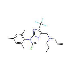 C=CCN(CCC)Cc1c(C(F)(F)F)nc2n(-c3c(C)cc(C)cc3C)c(Cl)cn12 ZINC000049034773