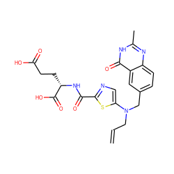 C=CCN(Cc1ccc2nc(C)[nH]c(=O)c2c1)c1cnc(C(=O)N[C@@H](CCC(=O)O)C(=O)O)s1 ZINC000013821846