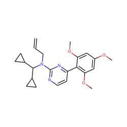 C=CCN(c1nccc(-c2c(OC)cc(OC)cc2OC)n1)C(C1CC1)C1CC1 ZINC000026183645