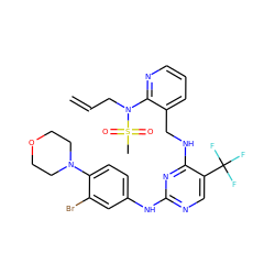 C=CCN(c1ncccc1CNc1nc(Nc2ccc(N3CCOCC3)c(Br)c2)ncc1C(F)(F)F)S(C)(=O)=O ZINC001772569805