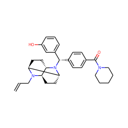 C=CCN1[C@H]2CC[C@H]3[C@H]1CC[C@H]2N3[C@@H](c1ccc(C(=O)N2CCCCC2)cc1)c1cccc(O)c1 ZINC000103149544