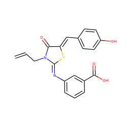 C=CCN1C(=O)/C(=C/c2ccc(O)cc2)S/C1=N\c1cccc(C(=O)O)c1 ZINC000016928821