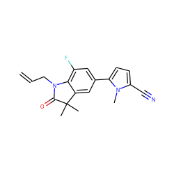 C=CCN1C(=O)C(C)(C)c2cc(-c3ccc(C#N)n3C)cc(F)c21 ZINC000029133041