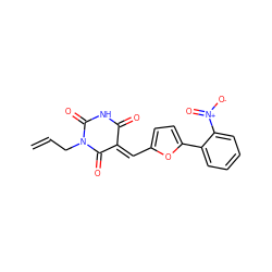 C=CCN1C(=O)NC(=O)/C(=C\c2ccc(-c3ccccc3[N+](=O)[O-])o2)C1=O ZINC000000842754