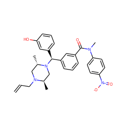 C=CCN1C[C@H](C)N([C@@H](c2cccc(O)c2)c2cccc(C(=O)N(C)c3ccc([N+](=O)[O-])cc3)c2)C[C@H]1C ZINC000027715691