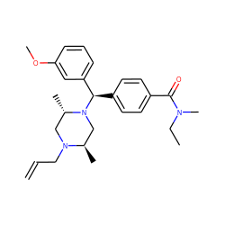 C=CCN1C[C@H](C)N([C@H](c2ccc(C(=O)N(C)CC)cc2)c2cccc(OC)c2)C[C@H]1C ZINC000022450934