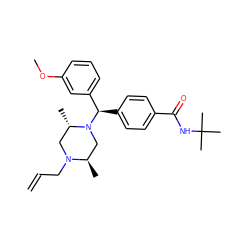 C=CCN1C[C@H](C)N([C@H](c2ccc(C(=O)NC(C)(C)C)cc2)c2cccc(OC)c2)C[C@H]1C ZINC000022938764