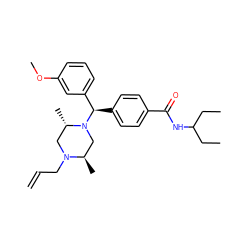 C=CCN1C[C@H](C)N([C@H](c2ccc(C(=O)NC(CC)CC)cc2)c2cccc(OC)c2)C[C@H]1C ZINC000019371762