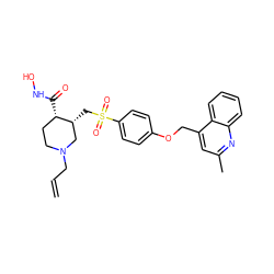 C=CCN1CC[C@H](C(=O)NO)[C@H](CS(=O)(=O)c2ccc(OCc3cc(C)nc4ccccc34)cc2)C1 ZINC000028371840