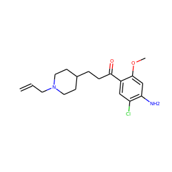 C=CCN1CCC(CCC(=O)c2cc(Cl)c(N)cc2OC)CC1 ZINC000026500480