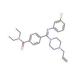 C=CCN1CCN(/C(=N\c2cccc(Cl)c2)c2ccc(C(=O)N(CC)CC)cc2)CC1 ZINC000029473997