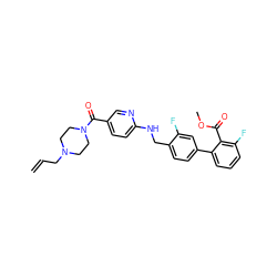 C=CCN1CCN(C(=O)c2ccc(NCc3ccc(-c4cccc(F)c4C(=O)OC)cc3F)nc2)CC1 ZINC000036161503