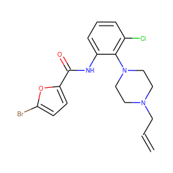 C=CCN1CCN(c2c(Cl)cccc2NC(=O)c2ccc(Br)o2)CC1 ZINC000059096344