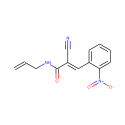 C=CCNC(=O)/C(C#N)=C/c1ccccc1[N+](=O)[O-] ZINC000003261436