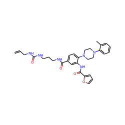 C=CCNC(=O)NCCCNC(=O)c1ccc(N2CCN(c3ccccc3C)CC2)c(NC(=O)c2ccco2)c1 ZINC000144470203