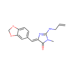 C=CCNC1=N/C(=C\c2ccc3c(c2)OCO3)C(=O)N1C ZINC000072109216