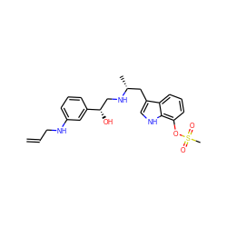 C=CCNc1cccc([C@@H](O)CN[C@H](C)Cc2c[nH]c3c(OS(C)(=O)=O)cccc23)c1 ZINC000028354647