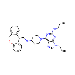 C=CCNc1nc(N2CCC(NC[C@@H]3c4ccccc4COc4ccccc43)CC2)c2ncn(CC=C)c2n1 ZINC000013759630