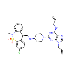 C=CCNc1nc(N2CCC(NC[C@@H]3c4ccccc4N(C)S(=O)(=O)c4cc(Cl)ccc43)CC2)nc2c1ncn2CC=C ZINC000027330645