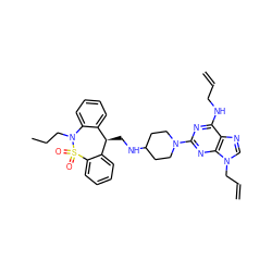 C=CCNc1nc(N2CCC(NC[C@@H]3c4ccccc4N(CCC)S(=O)(=O)c4ccccc43)CC2)nc2c1ncn2CC=C ZINC000027414139