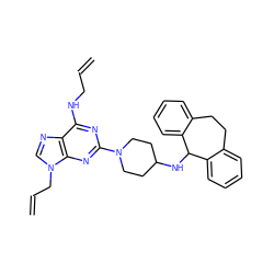 C=CCNc1nc(N2CCC(NC3c4ccccc4CCc4ccccc43)CC2)nc2c1ncn2CC=C ZINC000013759617