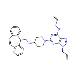 C=CCNc1nc(N2CCC(NCC3c4ccccc4C=Cc4ccccc43)CC2)nc2c1ncn2CC=C ZINC000013759608