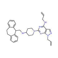 C=CCNc1nc(N2CCC(NCC3c4ccccc4CCc4ccccc43)CC2)nc2c1cnn2CC=C ZINC000013759612