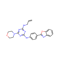 C=CCNc1nc(Nc2ccc(-c3nc4ccccc4o3)cc2)nc(N2CCOCC2)n1 ZINC000008670897