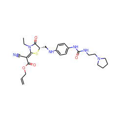 C=CCOC(=O)/C(C#N)=C1\S[C@@H](CNc2ccc(NC(=O)NCCN3CCCC3)cc2)C(=O)N1CC ZINC000101204268