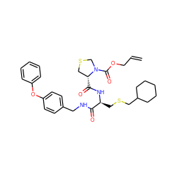 C=CCOC(=O)N1CSC[C@H]1C(=O)N[C@@H](CSCC1CCCCC1)C(=O)NCc1ccc(Oc2ccccc2)cc1 ZINC000028002376