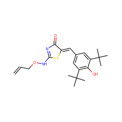 C=CCONC1=NC(=O)/C(=C/c2cc(C(C)(C)C)c(O)c(C(C)(C)C)c2)S1 ZINC000013796260