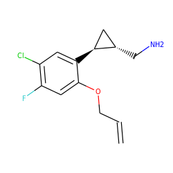 C=CCOc1cc(F)c(Cl)cc1[C@H]1C[C@@H]1CN ZINC000653707670