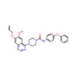 C=CCOc1cc2ncnc(N3CCN(C(=O)Nc4ccc(Oc5ccccc5)cc4)CC3)c2cc1OC ZINC000013528735