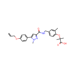 C=CCOc1ccc(-c2cc(C(=O)NCc3ccc(OC(C)(C)C(=O)O)c(C)c3)nn2C)cc1 ZINC000040403829