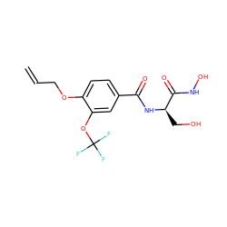 C=CCOc1ccc(C(=O)N[C@H](CO)C(=O)NO)cc1OC(F)(F)F ZINC000013474949