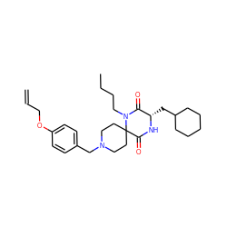 C=CCOc1ccc(CN2CCC3(CC2)C(=O)N[C@@H](CC2CCCCC2)C(=O)N3CCCC)cc1 ZINC000034621349